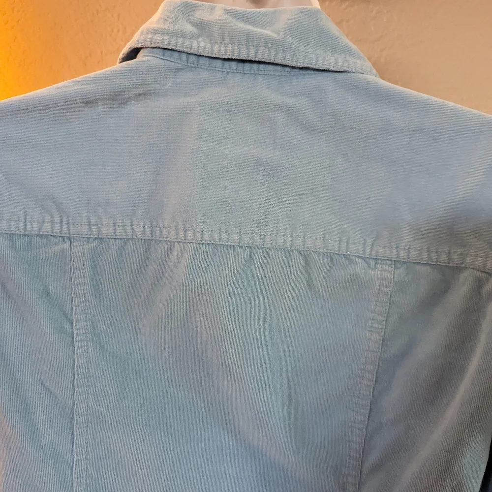 Talbot's size Petite small light blue corduroy snap down shirt - Picture 5 of 12